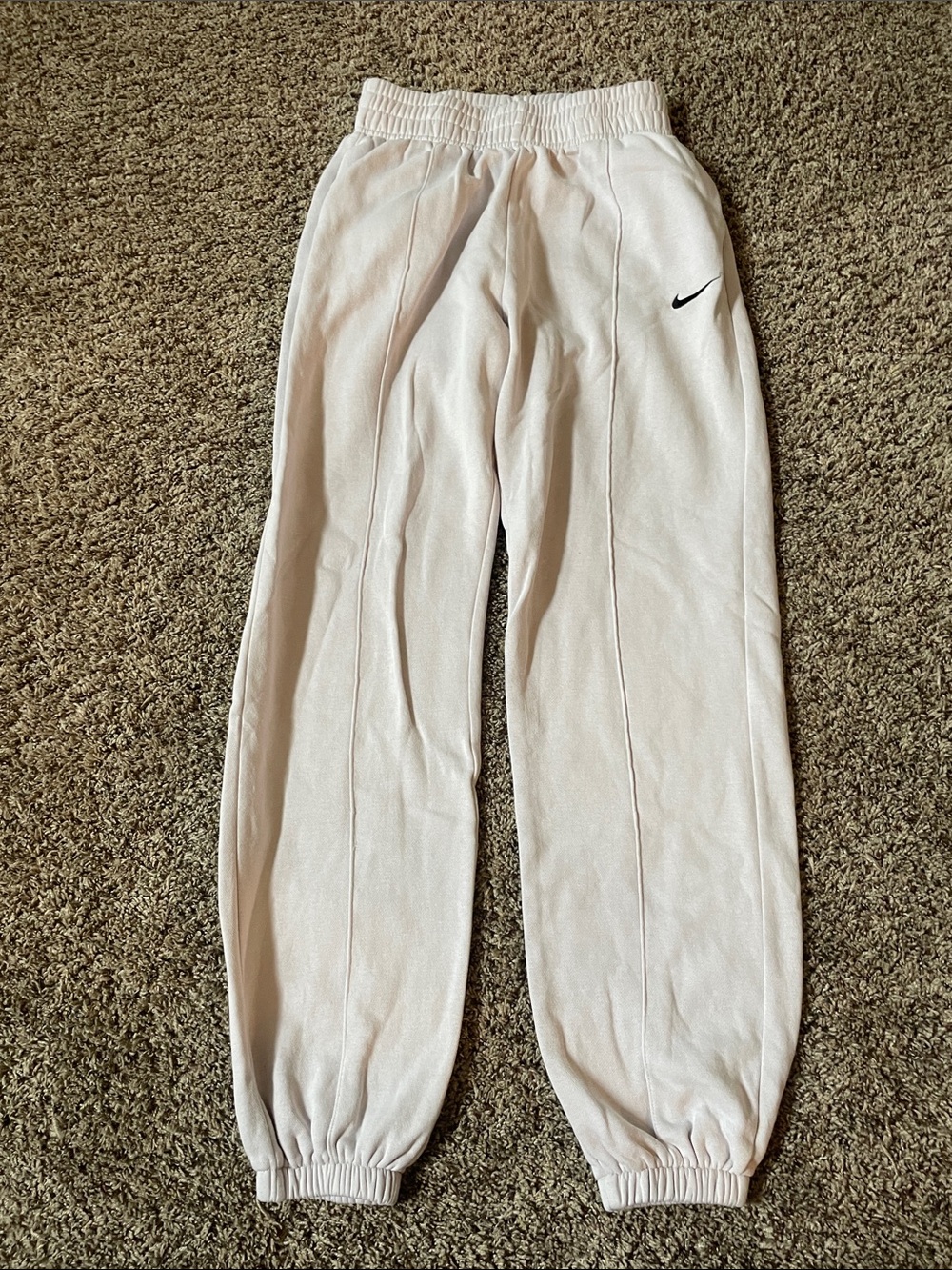 Nike womens Cream Sweat Joggers with Swoosh